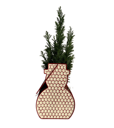 Tin Snowman Cypress Tree - Deluxe. An arrangement by Timp Valley Floral.