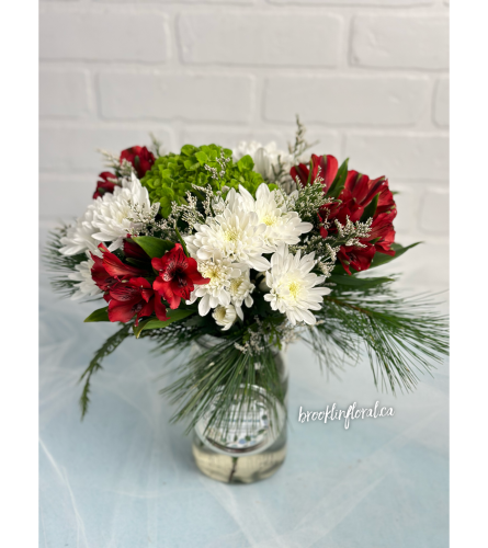 Winter Whimsy Mason Jar. An arrangement by Brooklin Floral and Garden Shoppe Inc..