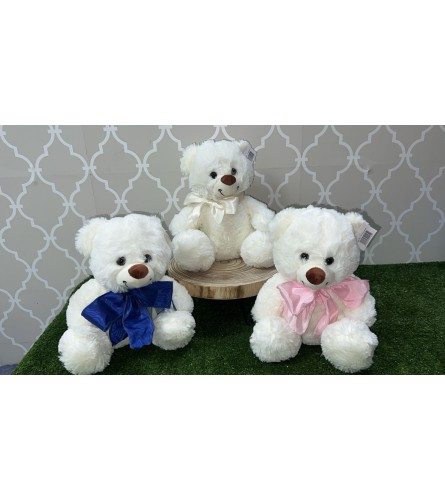 White Teddy Bear with Bow