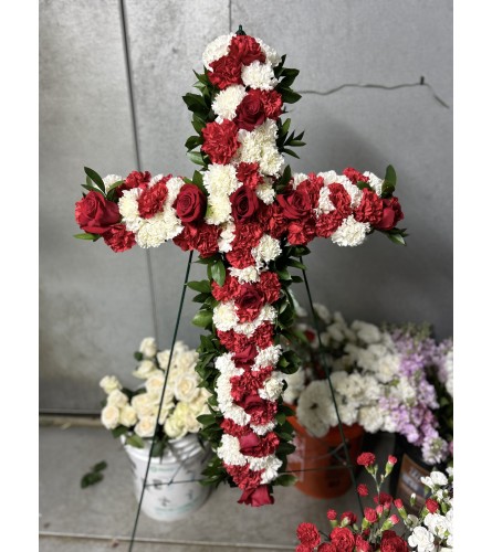 Red and White Remembrance Cross Spray