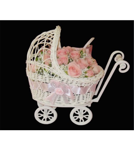 Small Wicker Baby Carriage
