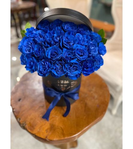 24 BLUE ROSES BOX - Standard. An arrangement by BellaRosa Gardens.