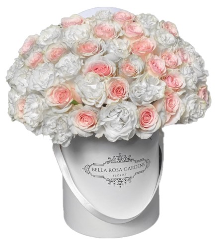 PINK AND WHITE ROSES BOX