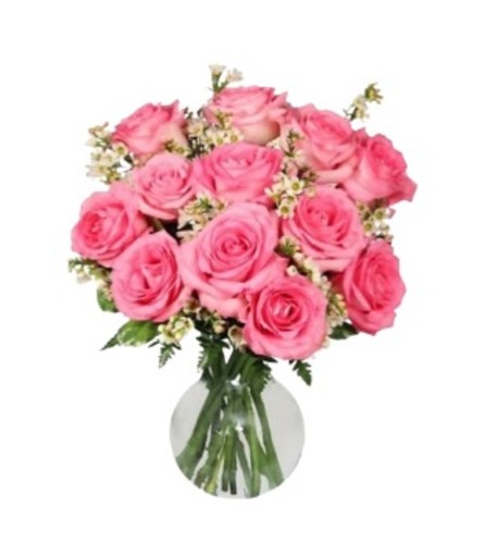 Delightful Pink Dozen Roses