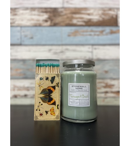 Tarragon & Basil Candle and Matches Gift Set