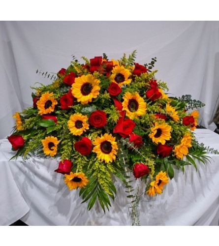 Sunflower Rose Casket Cover