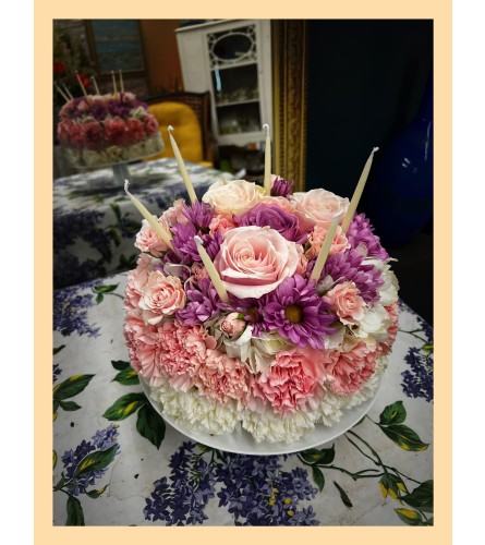 Floral Birthday Cake 1. An arrangement by Sun Valley Florist.