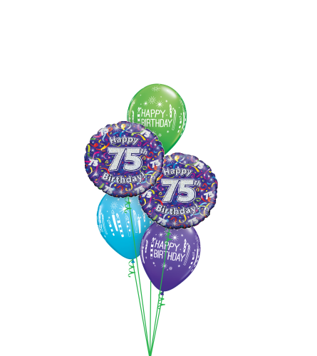 75th Birthday Streamers Classic Balloon Bouquet