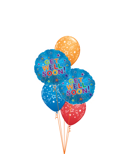 Get Well Soon Silver Burst Classic Balloon Bouquet