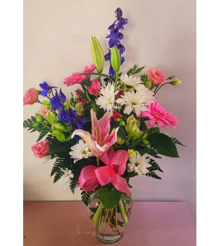 SPRING BLOSSOMS GRATITUDE CUSTOM CREATED BOUQUET. An arrangement by A Loving Touch Florist.
