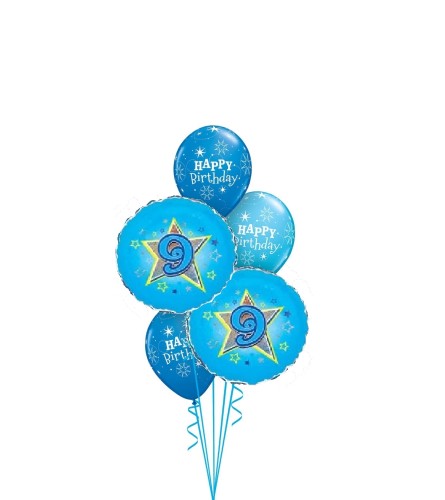 Blue Stars 9th Birthday Classic Balloon Bouquet