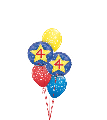 Number 4 Stars & Swirls Classic Balloon Bouquet