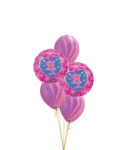 Flower 4th Birthday Classic Balloon Bouquet