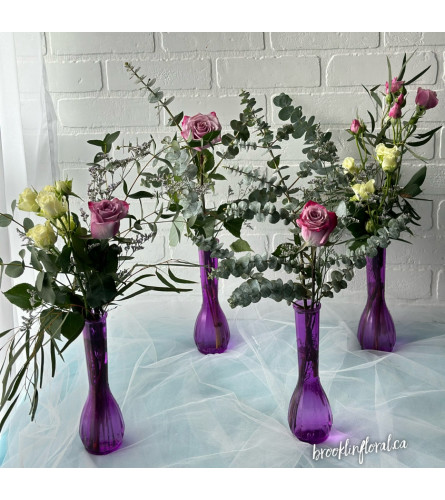 Set of 4 Purple Bud Vase Collection