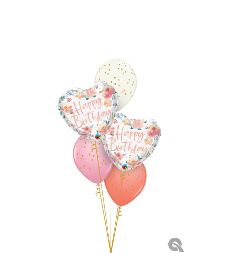 Birthday Watercolour Roses Classic Balloon Bouquet