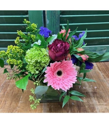 Cube Vase. An arrangement by Forest Florist.