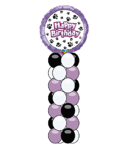 Birthday Paw Print Mini Balloon Column