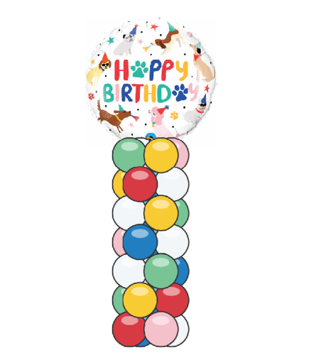 Happy Birthday Party Puppies Mini Balloon Column