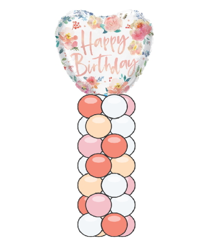 Birthday Roses Mini Balloon Column