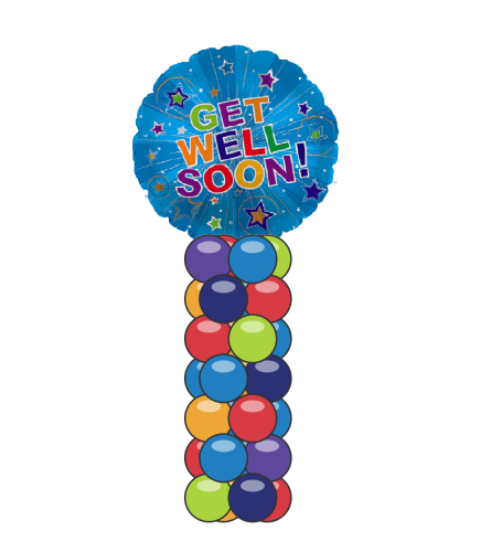 Get Well Soon Silver Burst Mini Balloon Column