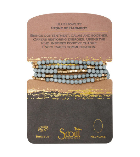 Bracelet / Necklace Stone Wrap - Blue Howlite (Harmony)