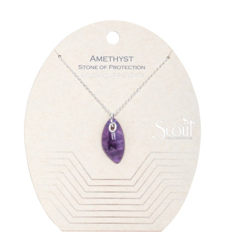 Organic Stone Necklace - Amethyst/Silver