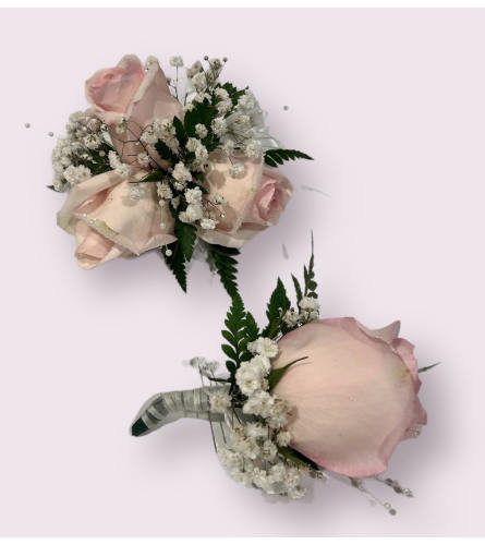 Pink trio Corsage Set