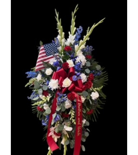True Blue Patriot. An arrangement by Kerman Floral and Gifts.