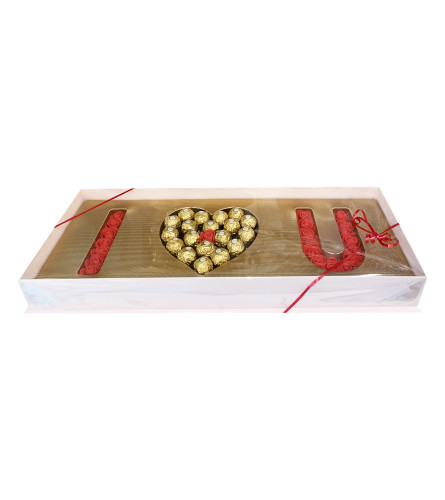 Chocolate Arrangement / I Love U. An arrangement by Flowers and Beyond.