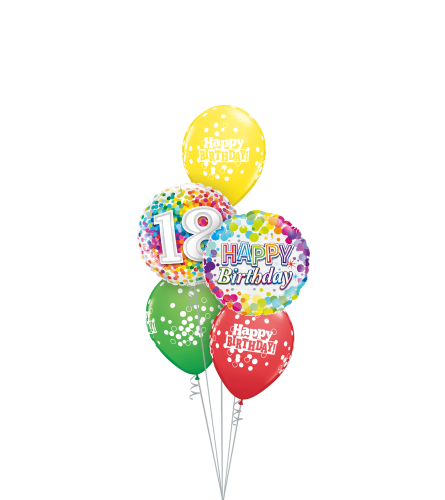 18th Birthday Rainbow Confetti Classic Balloon Bouquet