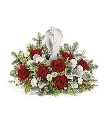 tf-Blessed Serenity Angel Arrangement - Deluxe. An arrangement by Nicol Florist.