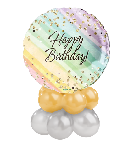 Birthday Metallic Ombre Balloon Table Topper. An arrangement by Balloon Bouquets Plus.