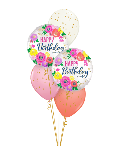 Happy Birthday Artful Floral Classic Balloon Bouquet. An arrangement by Balloon Bouquets Plus.