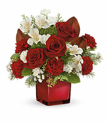 Scarlet Splendor - Deluxe. An arrangement by Jennifer's Flowers and Gifts.