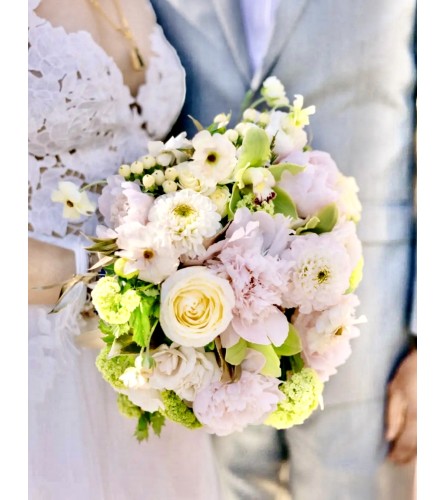Whispering Blooms Charm Bridal Bouquet. An arrangement by Floral Lady Design Studio LLC.