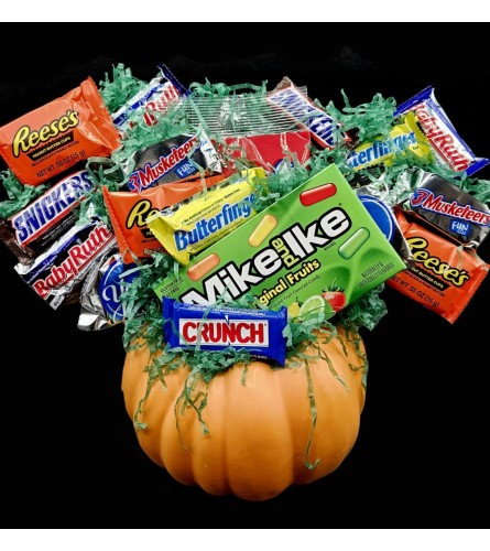 Treat-Filled Gourd. An arrangement by Hours of Flowers.