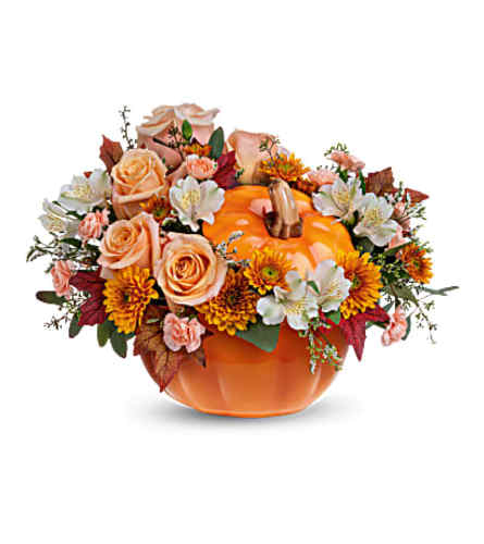 Teleflora's Hello Pumpkin Bouquet - Deluxe. An arrangement by Flower Trends Florists.