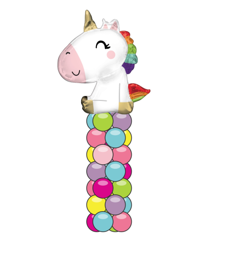 Sitting Unicorn 6' Party Balloon Column. An arrangement by Balloon Bouquets Plus.