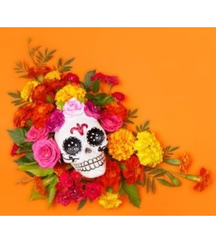 Halloween Themed Handtied Bouquet - NO VASE, NO Sugar Skull. An arrangement by Deer Valley Florist and Flower Delivery.