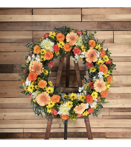 Sun Kissed Memories Wreath. An arrangement by Brooklin Floral and Garden Shoppe Inc..
