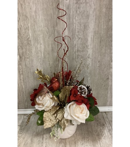 Swirls of Christmas Artificial Arrangement. An arrangement by Roma Flowers and Gifts.