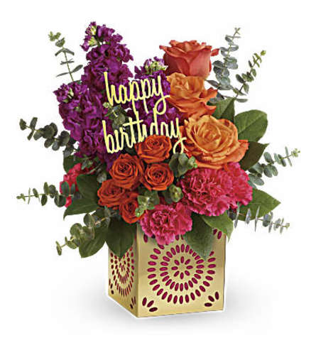 Teleflora's Birthday Sparkle Bouquet - Deluxe. An arrangement by Mae's Flowers and Gifts.