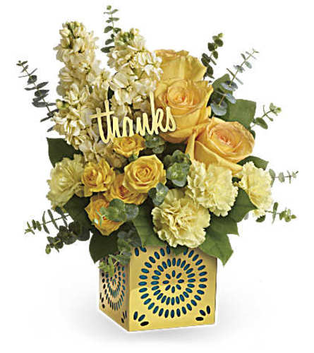 Teleflora's Shimmer Of Thanks Bouquet - Deluxe. An arrangement by Mae's Flowers and Gifts.