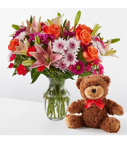 Here's Looking at You Bouquet & Bear Set
