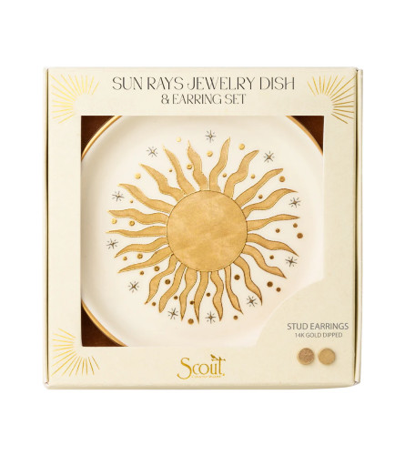 Jewelry Dish & Stud Earring Set Sun Rays
