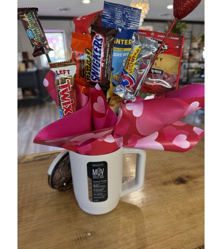 Tumbler Treats - Standard. An arrangement by Evergreen and Lily Floral Studio and Gifts.