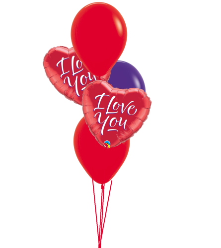 I Love You Script Classic Balloon Bouquet. An arrangement by Balloon Bouquets Plus.