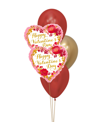 Floral Script Valentine Classic Balloon Bouquet. An arrangement by Balloon Bouquets Plus.