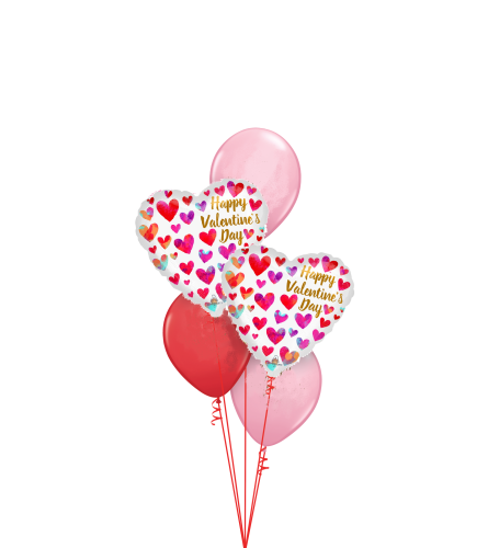 Happy Valentine's Day Classic Balloon Bouquet. An arrangement by Balloon Bouquets Plus.