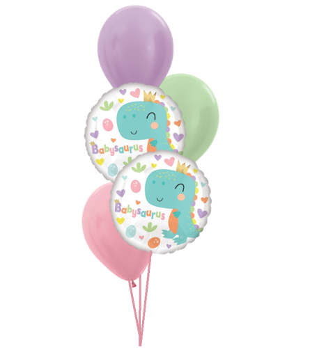 Babysaurus Girl Classic Balloon Bouquet. An arrangement by Balloon Bouquets Plus.